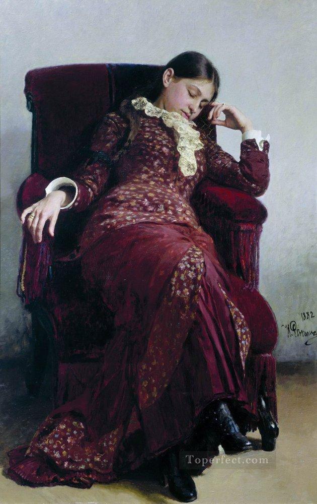 rest portrait of vera repina the artist s wife 1882 Ilya Repin Oil Paintings